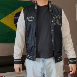 Hollister Varsity Los Angeles Black Jacket Size Large